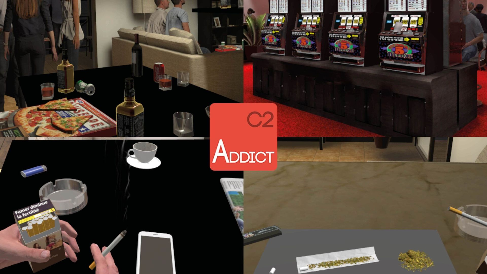 Montage of C2Addict addiction simulations