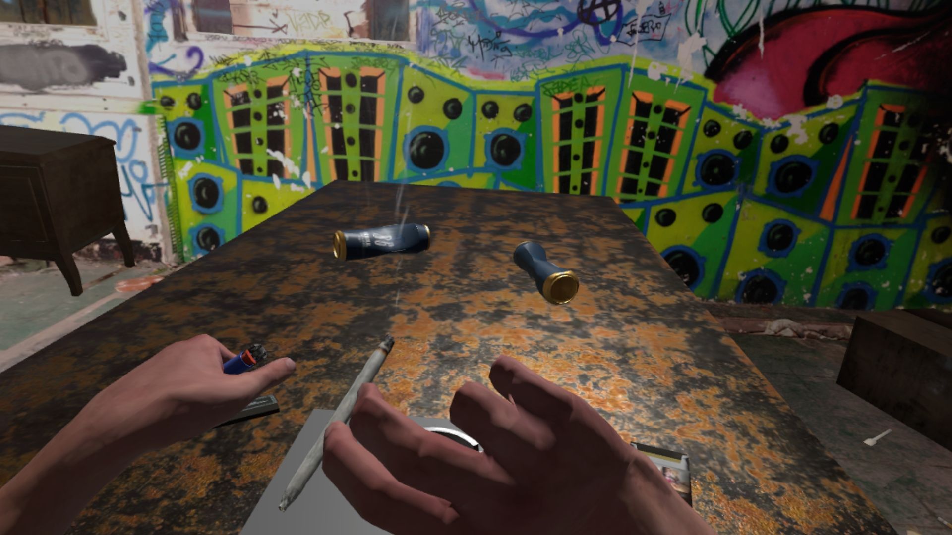 占拠された建物内での大麻使用を再現したバーチャルリアリティ（VR）