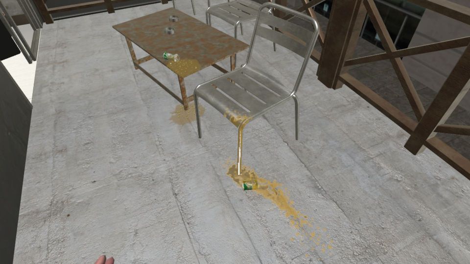 Raum mit Spuren von Erbrochenem in einer virtuellen Simulation