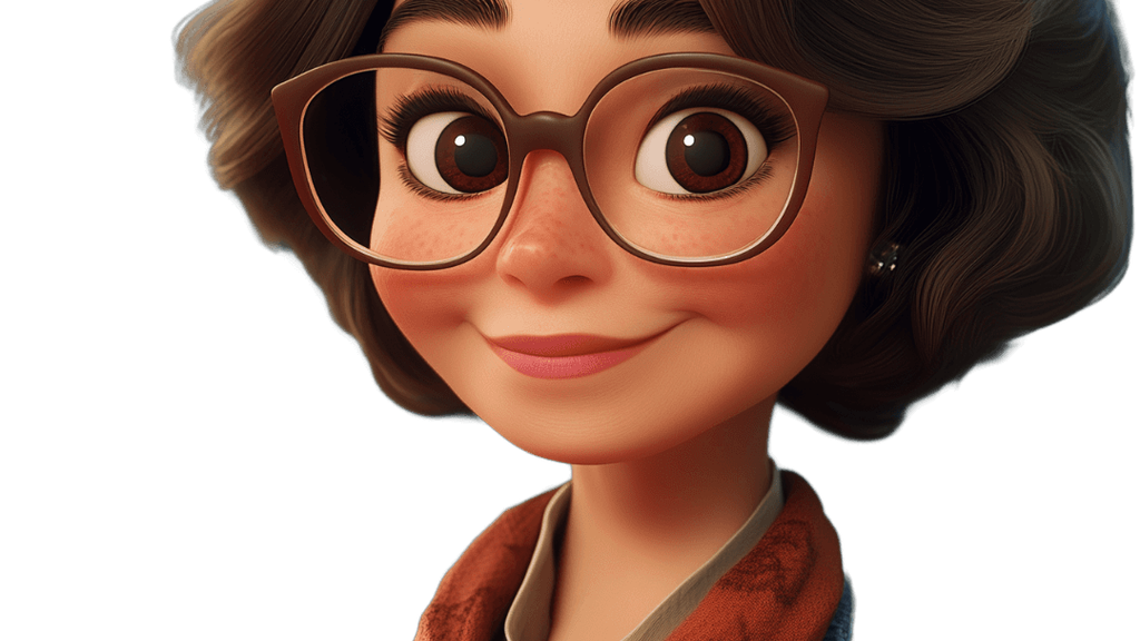 Illustriertes Porträt einer brünetten Frau mit Brille