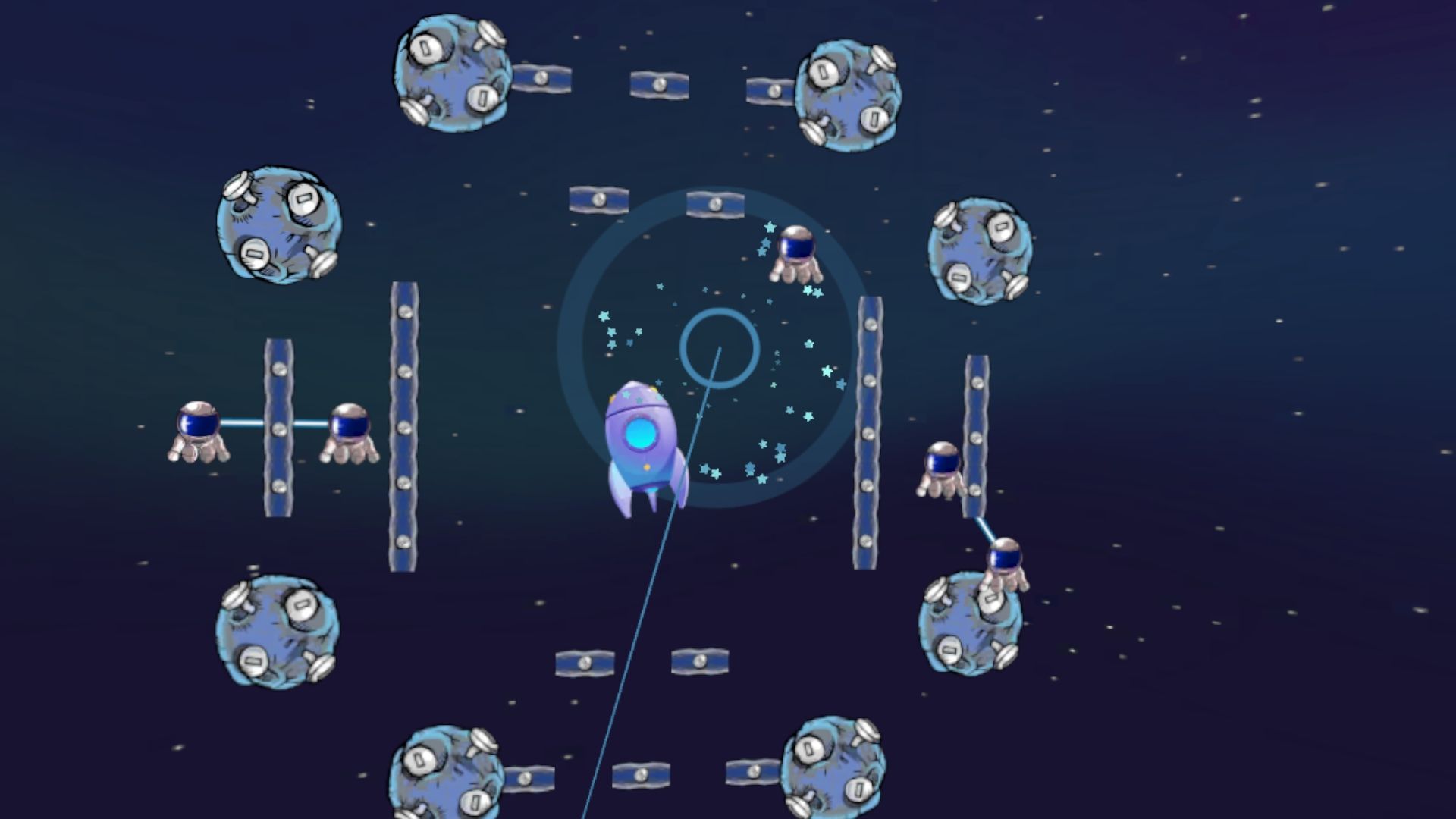 Jeu cognitif spatial avec robots et cibles lumineuses