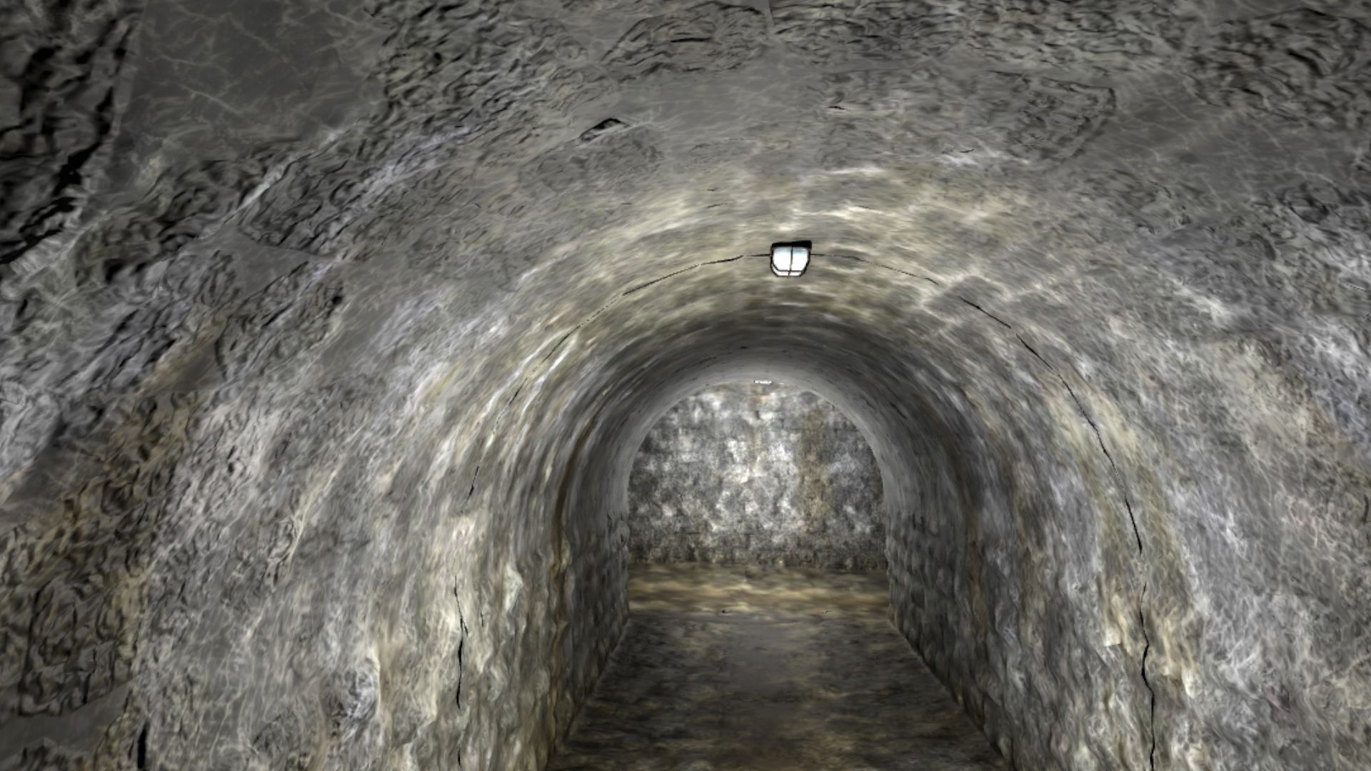 Túnel subterráneo oscuro y estrecho
