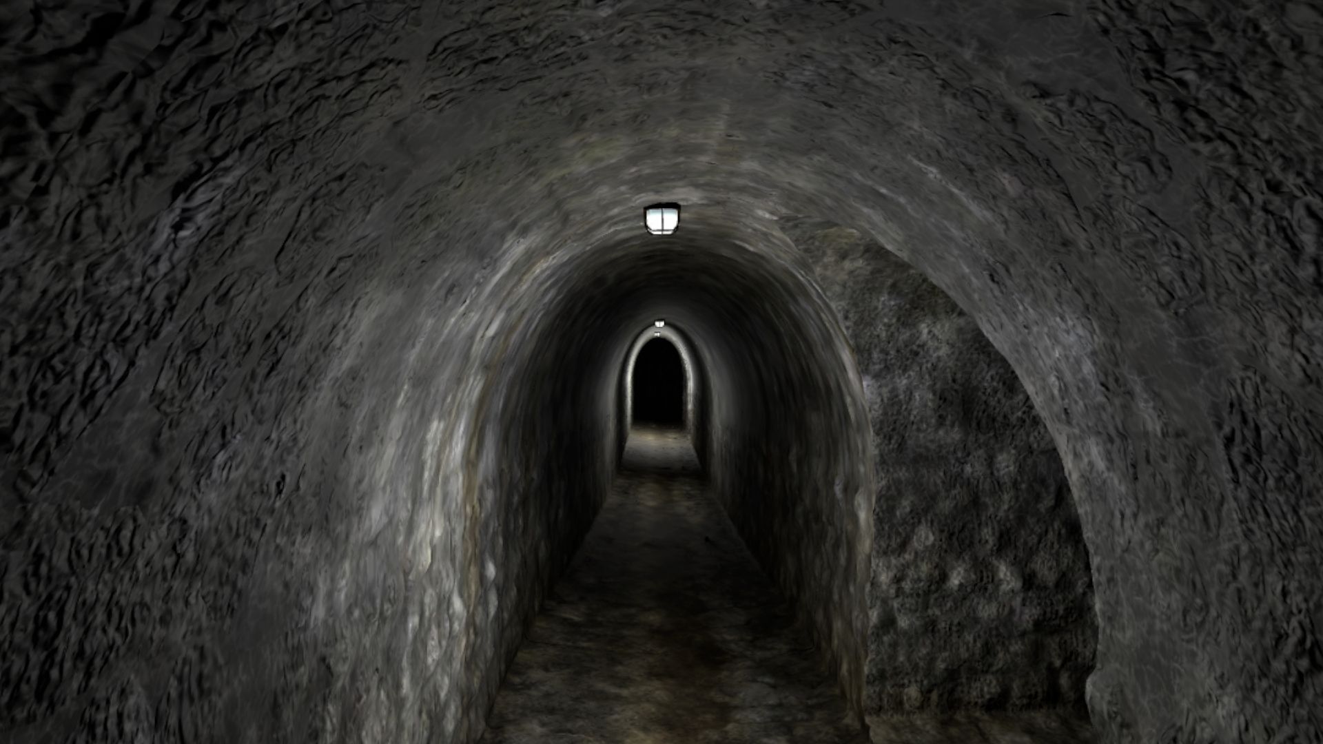 Dark, narrow underground tunnel