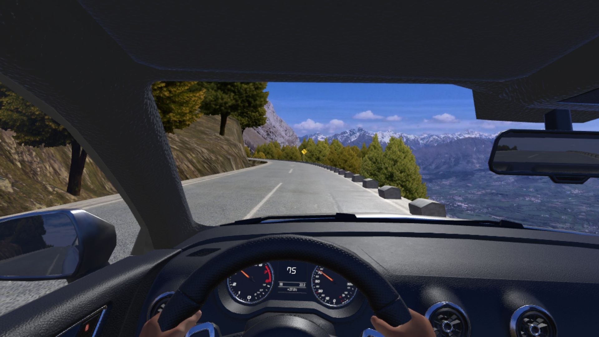 Carretera de montaña vista al volante