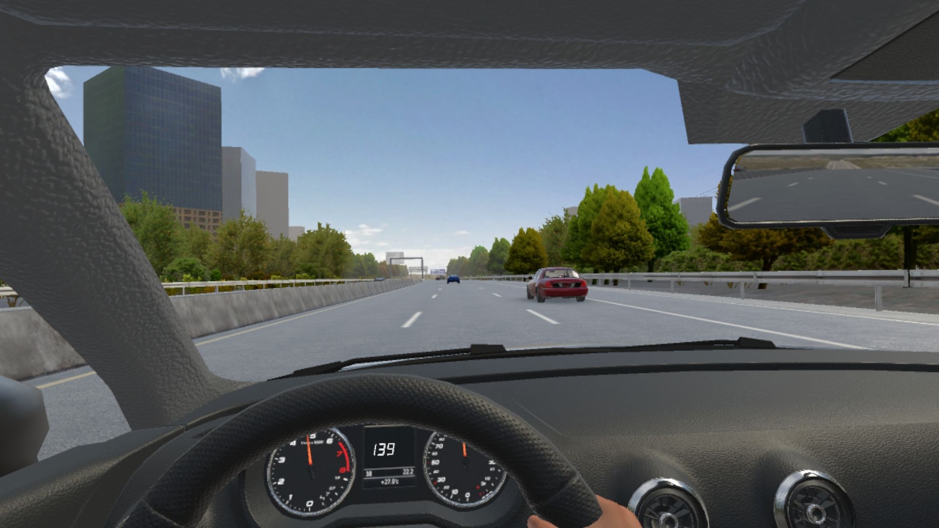 Long highway drive seen from the driver’s seat