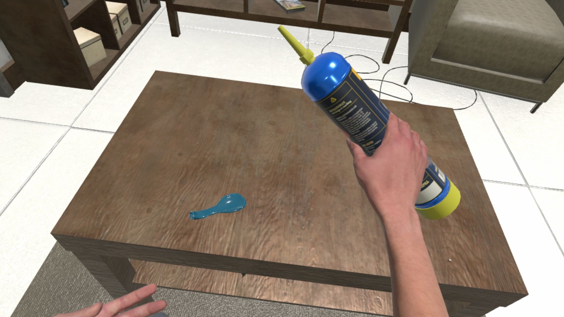 Protoxyde d’azote et accessoires sur une table d’appartement