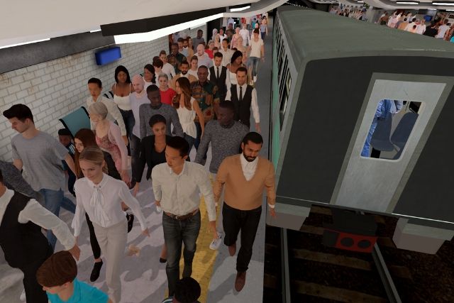 Quai de métro extrêmement bondé