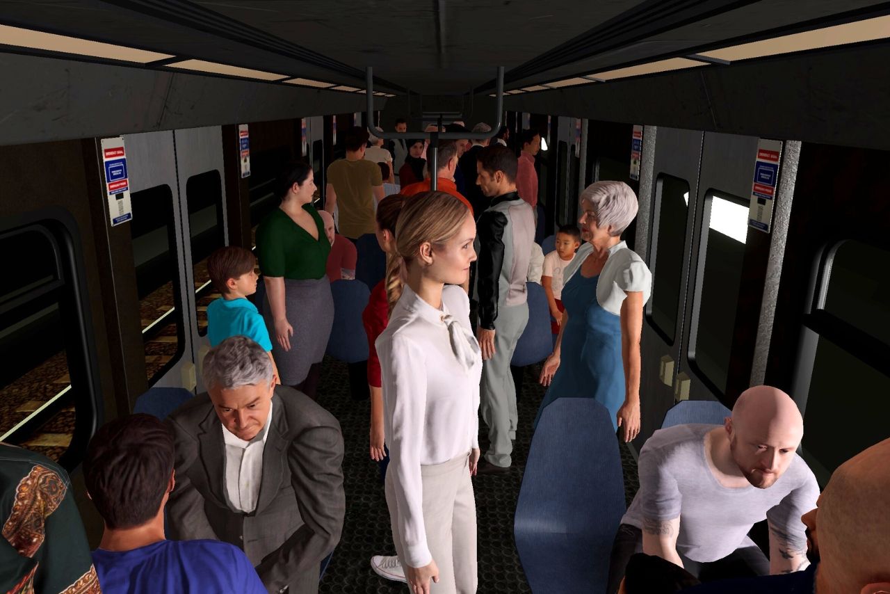 Mit Fahrgästen überfüllter U-Bahnwagen