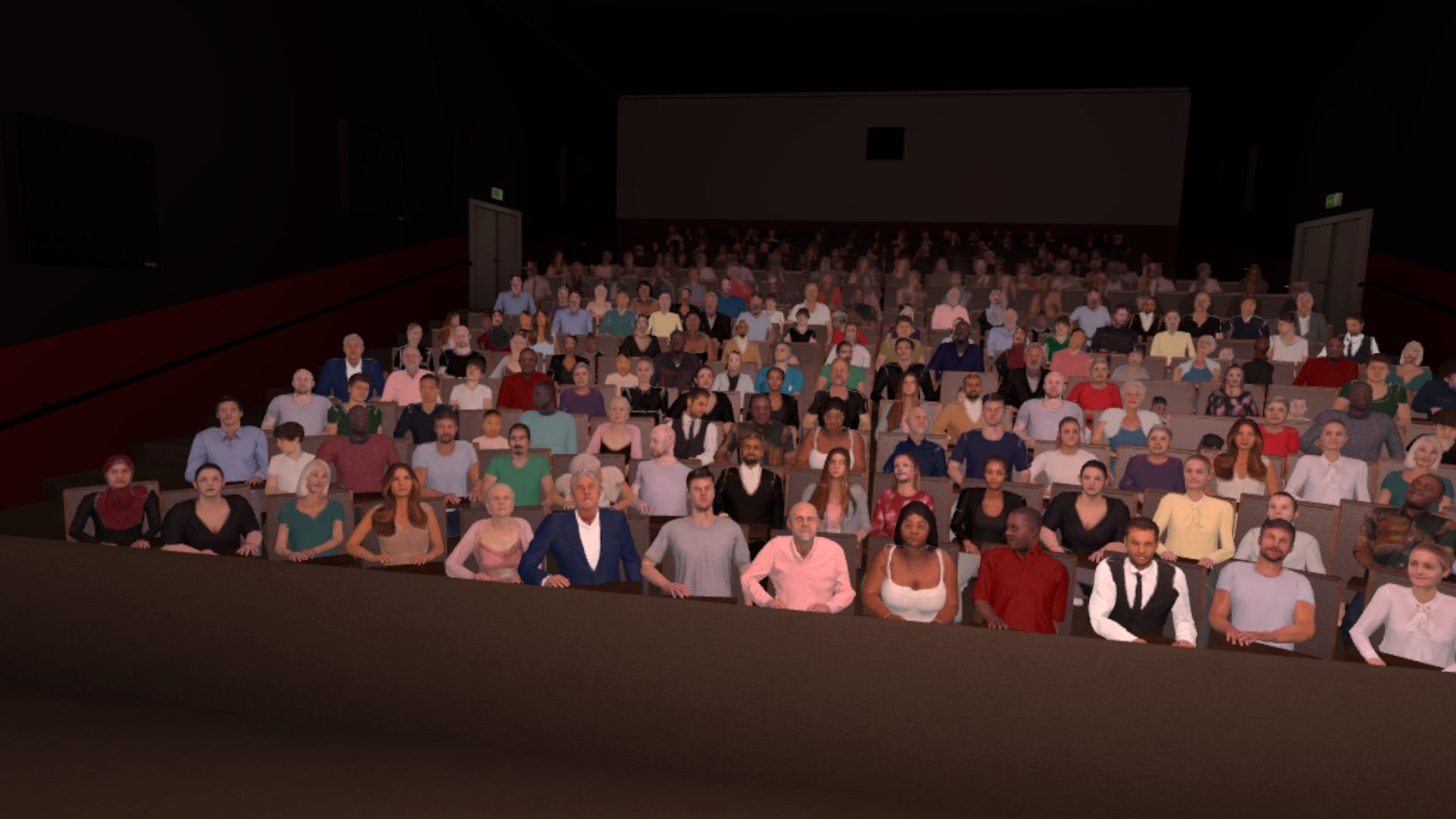 Public agité dans un amphithéâtre vu depuis la scène