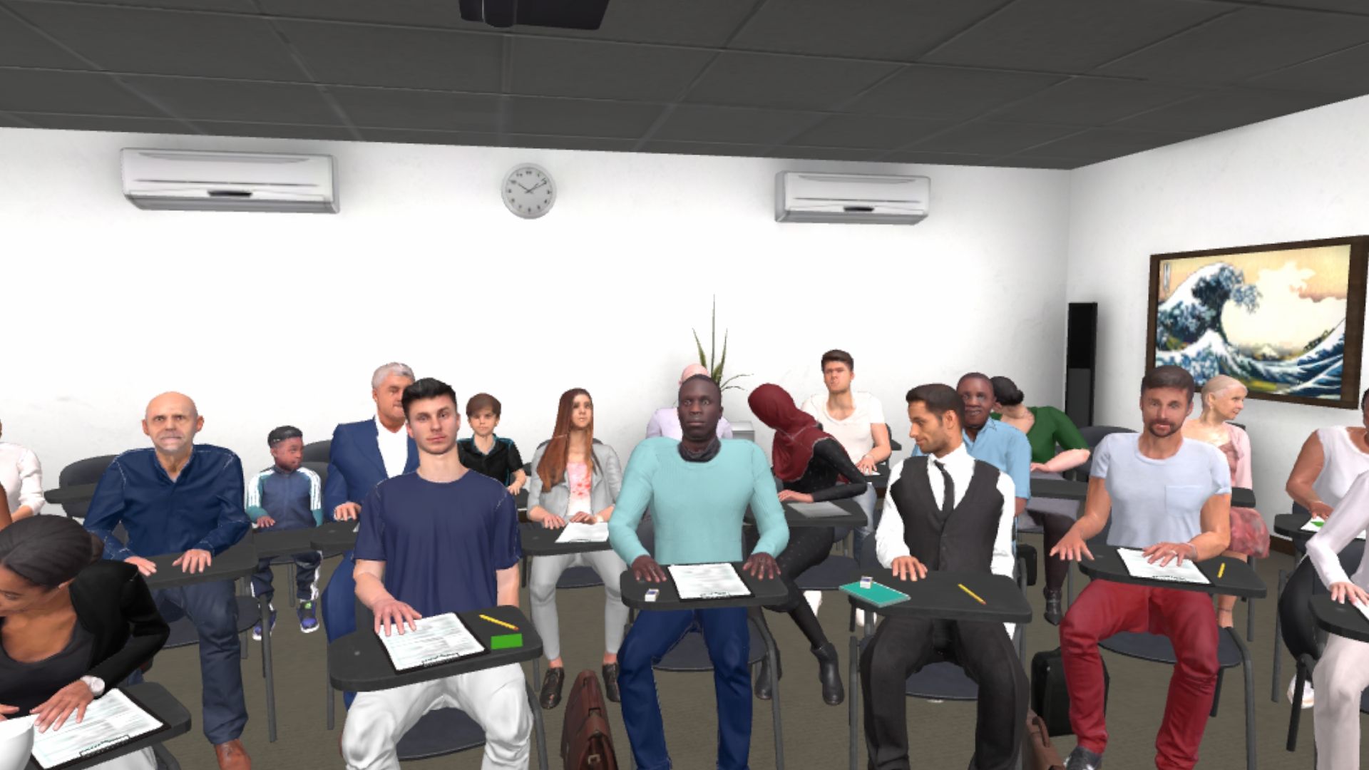 Public peu attentif dans une salle de conférence