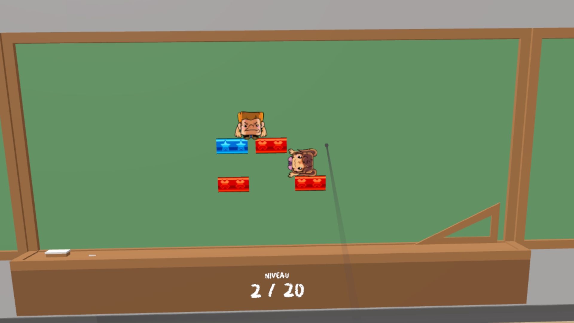 Jeu cognitif avec des personnages à secourir sur un tableau