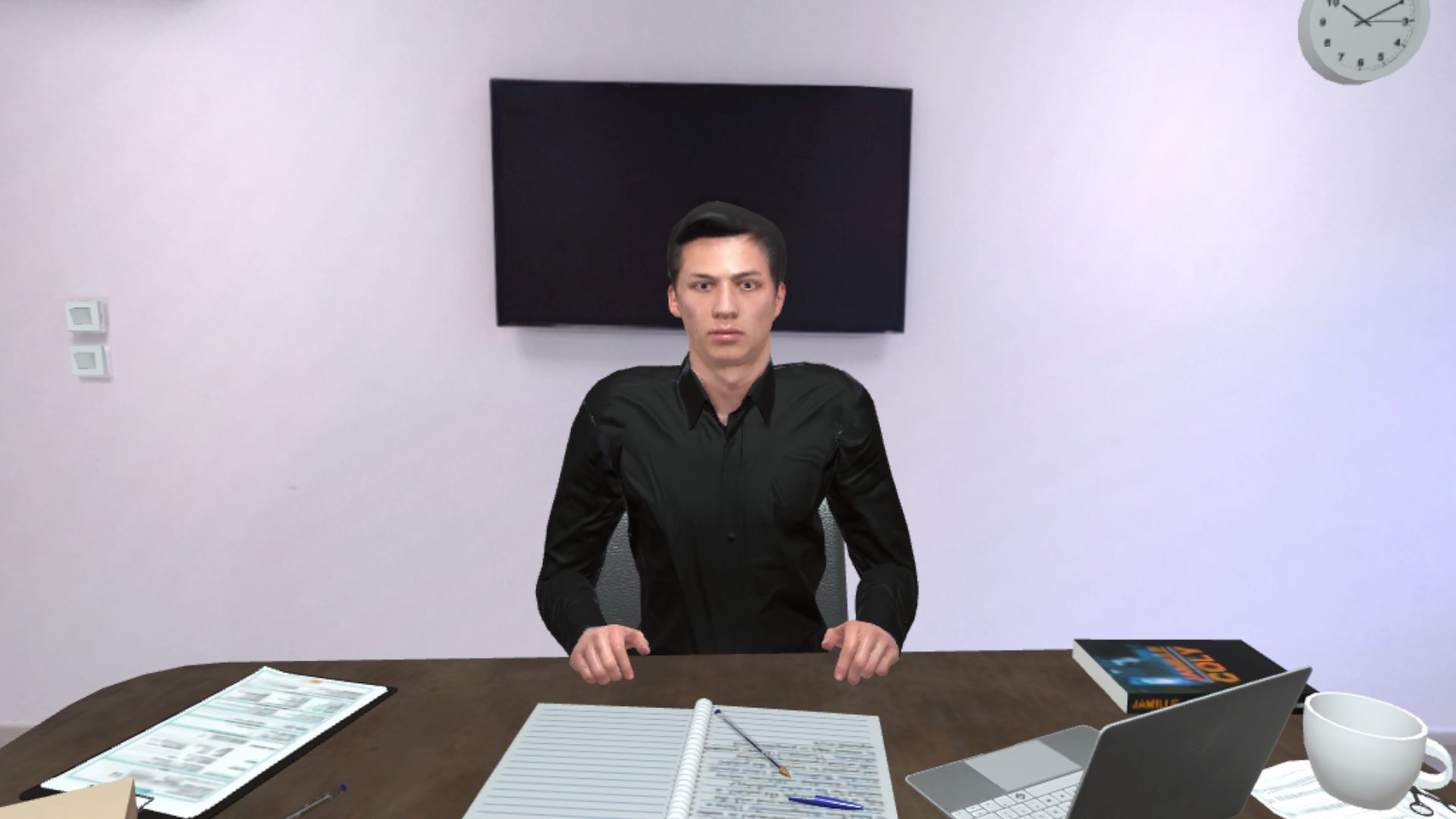 Recruteur bienveillant assis face au candidat