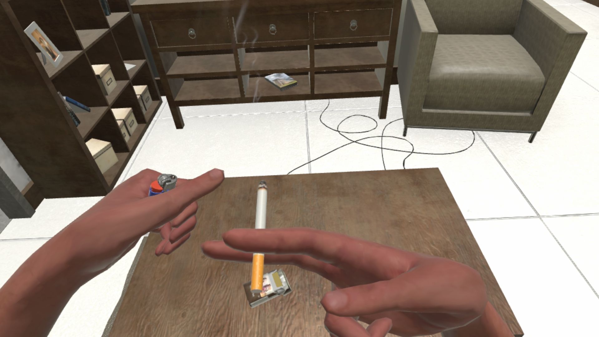 Cigarette proposée dans une simulation de prévention du tabagisme