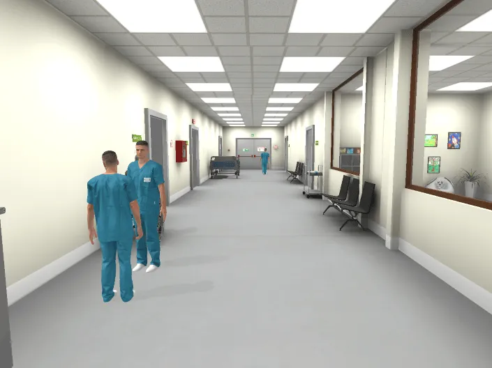 Couloir propre et lumineux d’un hôpital