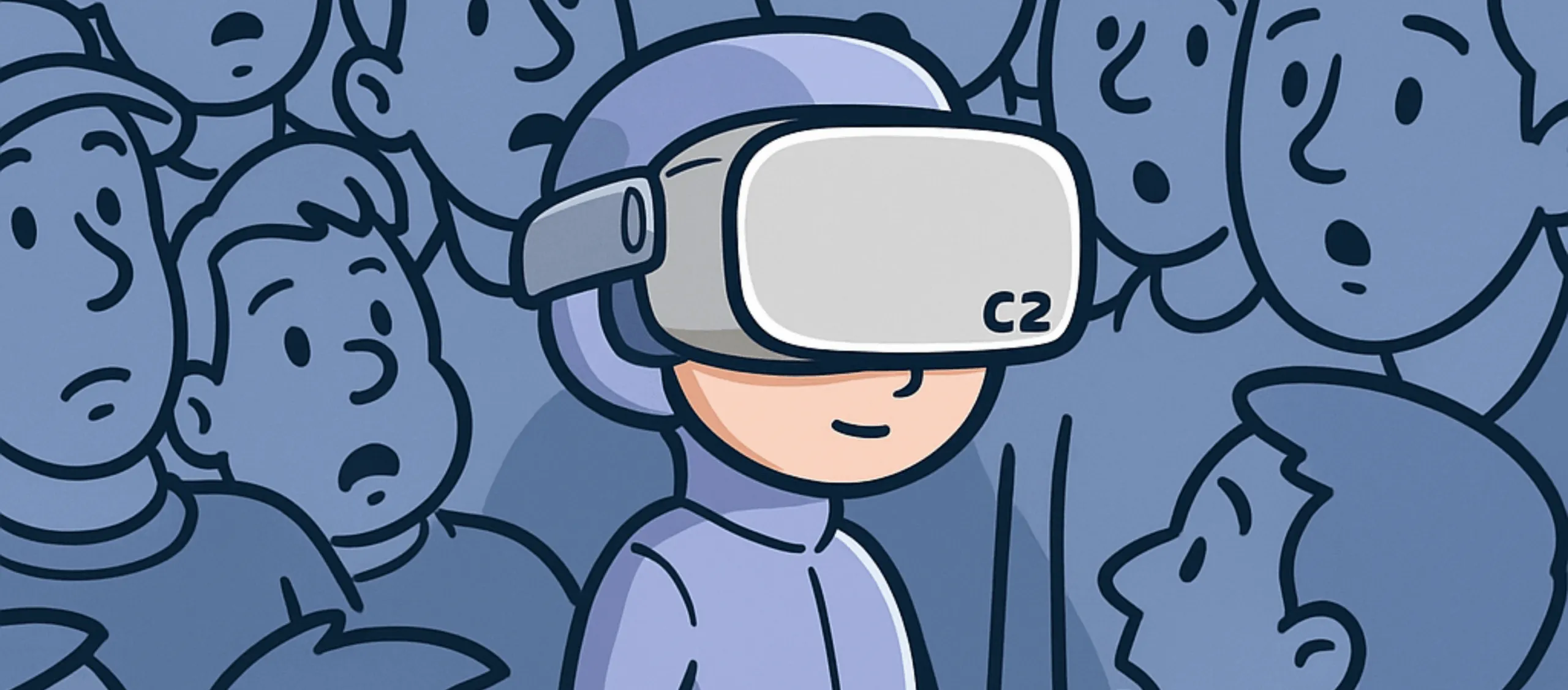 C2Care-Figur mit einem Virtual-Reality-Headset