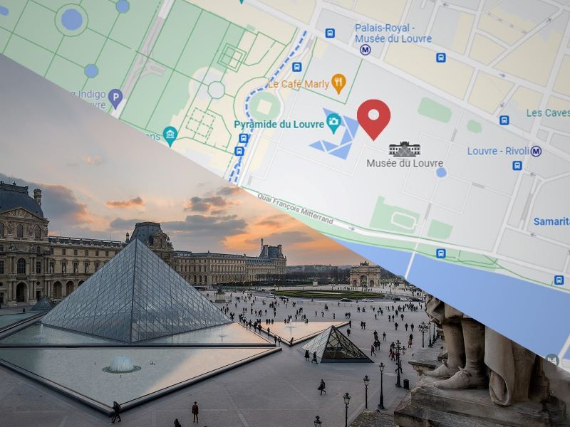 Montage d’une carte et de monuments parisiens
