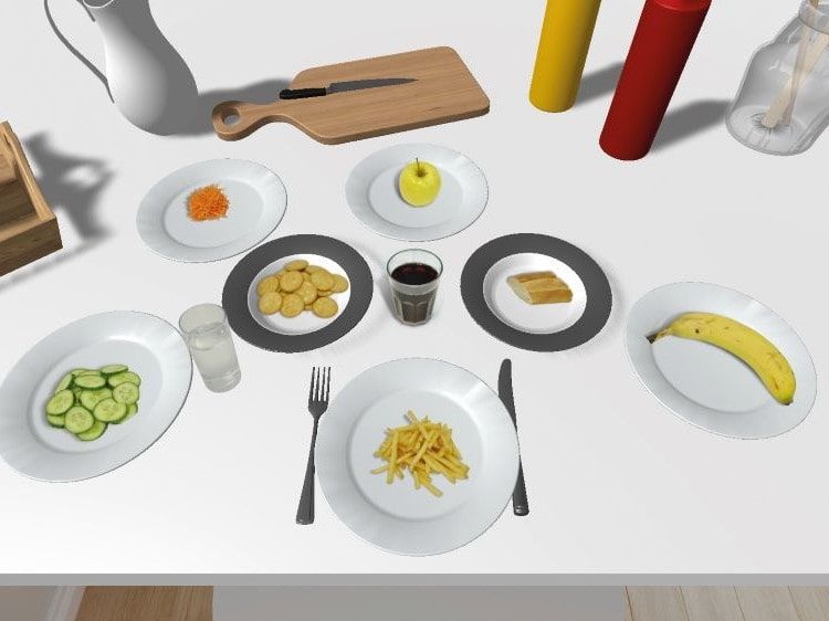 Platos que muestran las porciones de una comida equilibrada