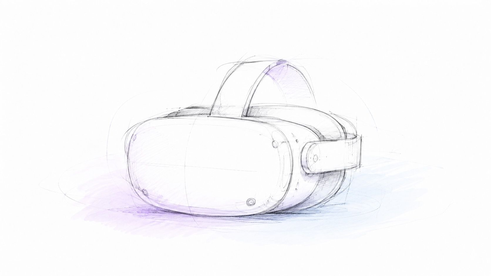 Croquis au crayon d’un casque de réalité virtuelle